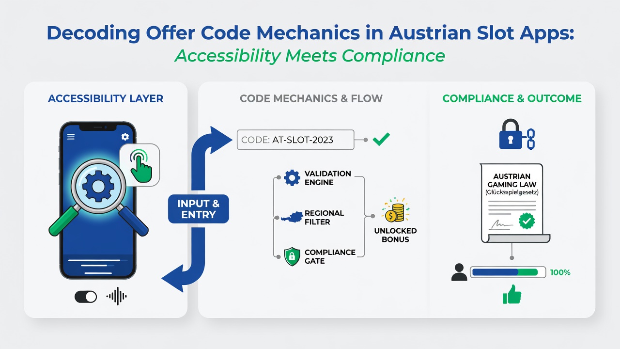 Screenshot of accessible slot app code redemption screen with voice guidance and high contrast options
